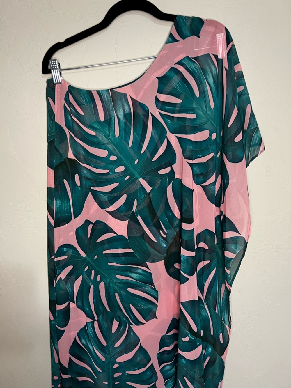 Show‎ Me Your Mumu One Shoulder Tropical Palm Leaf Pink Green Maxi Dress Resort - Picture 7 of 9